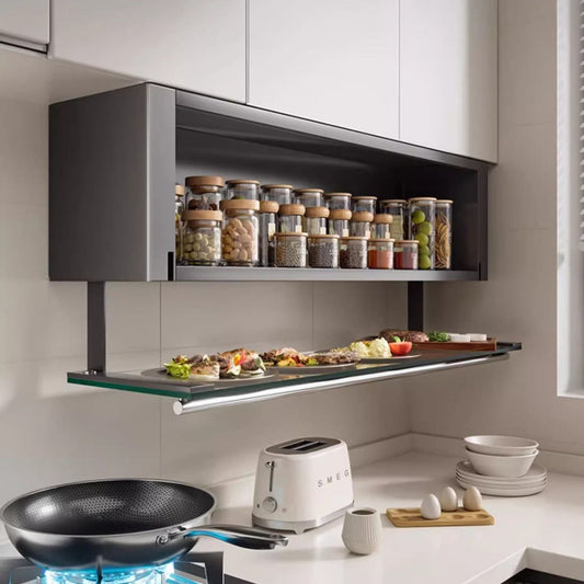 Étagère Murale Flottante en Verre & Acier – Rangement Cuisine Design